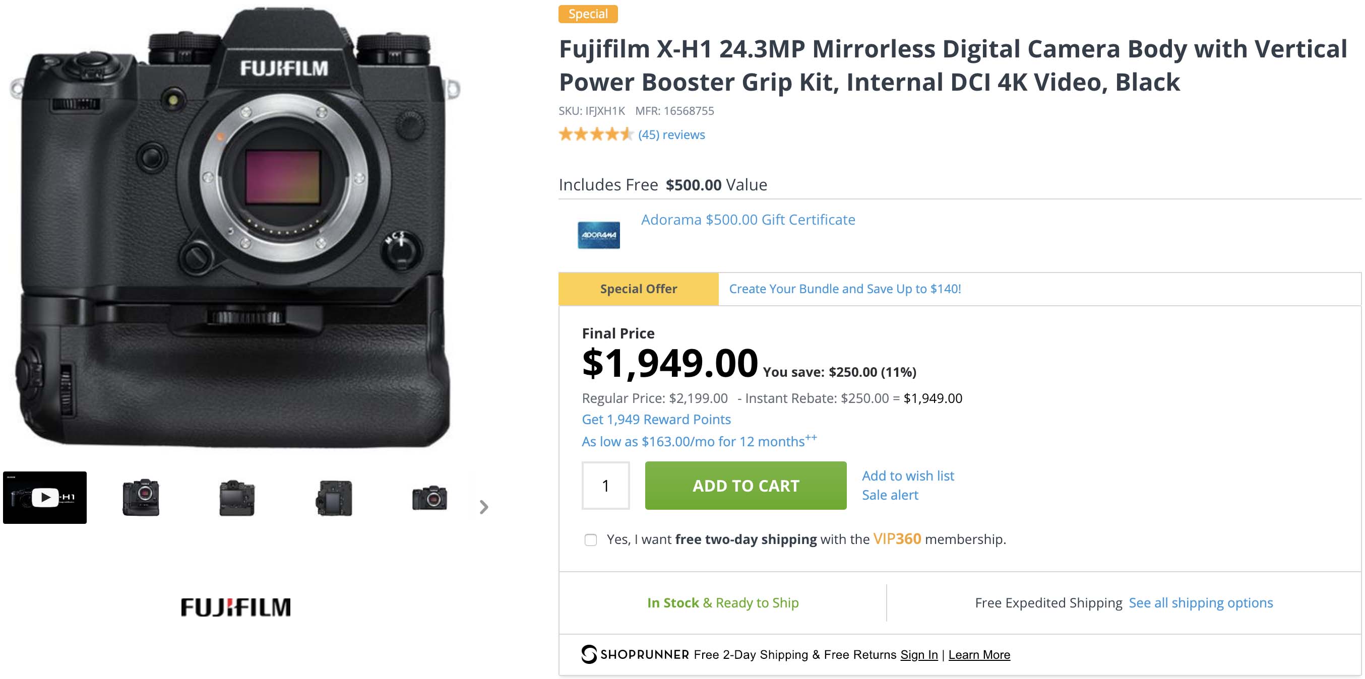 Deal of The Day: $250 Off Fujifilm X-H1 + $500/$400 Gift Card - Fuji Addict