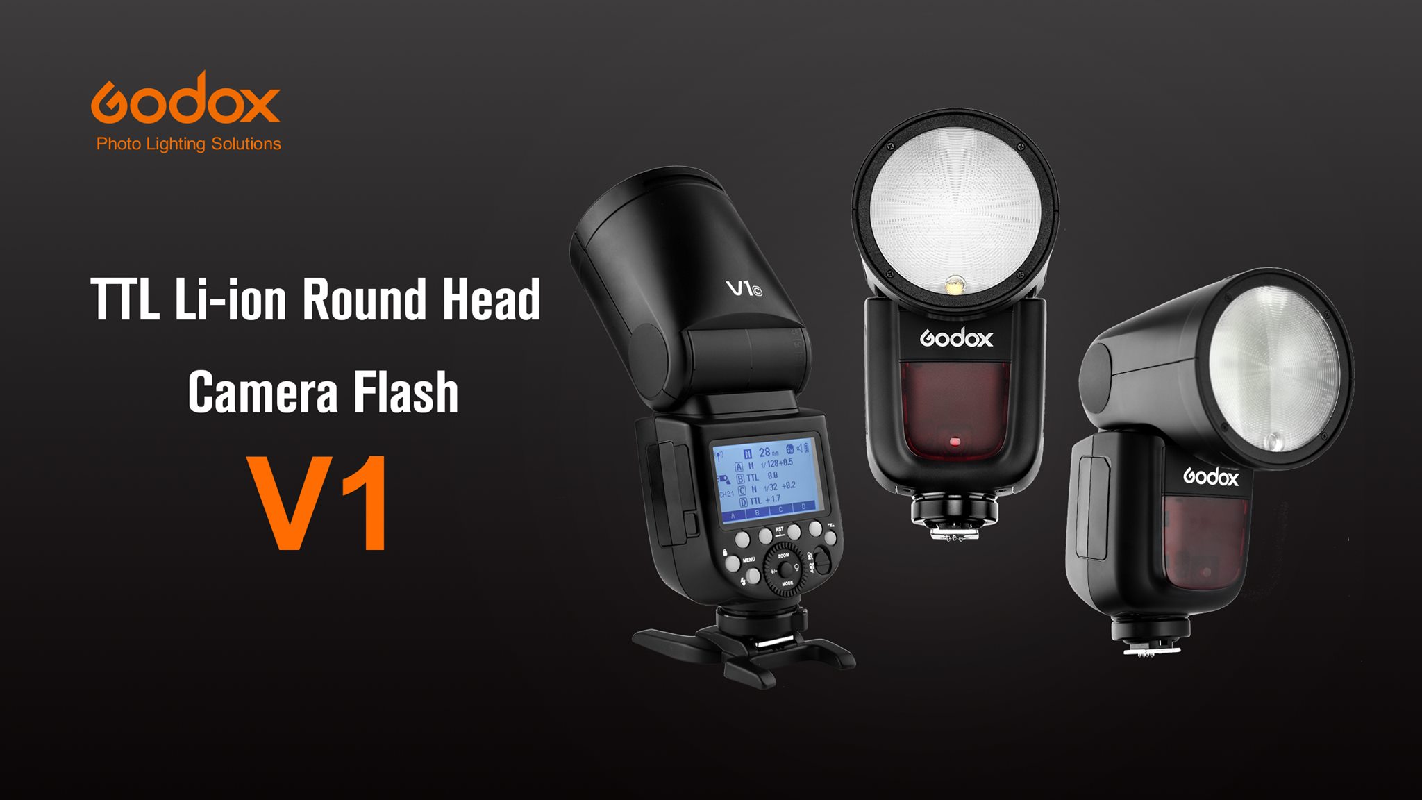 GODOX V1-S TTL Round Head Camera Flash 2W LED Modeling Light, 1/8000s  High-Speed Sync, 480 Full Power Flash, 5600±200K Color Temperature, Quick