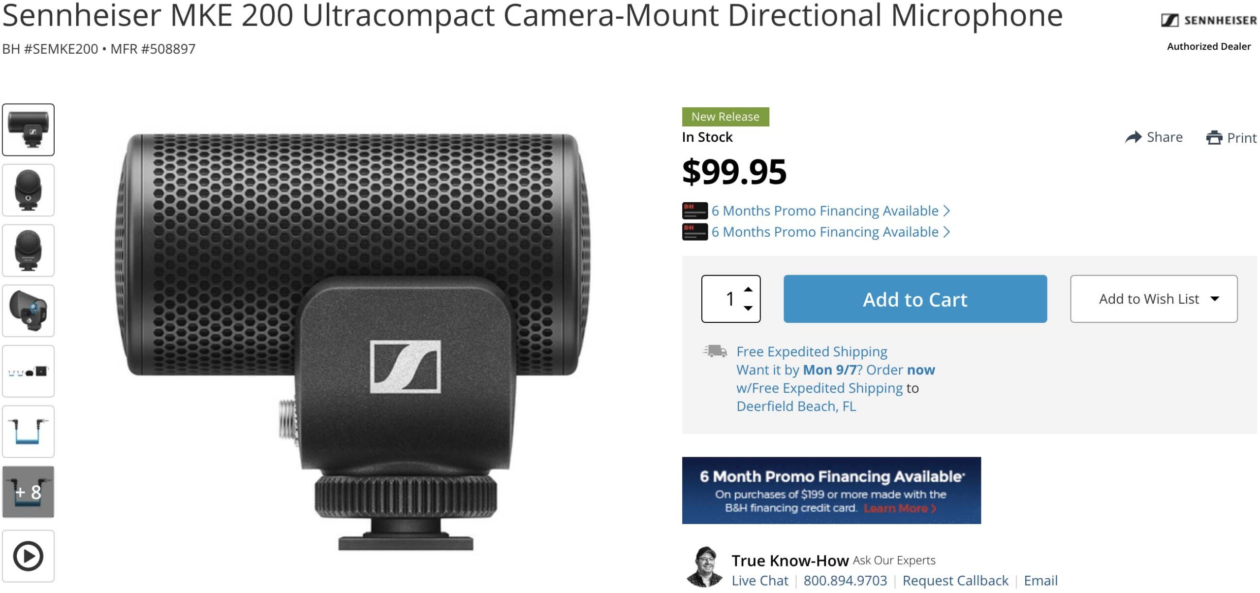 New Sennheiser MKE 200 Ultracompact Camera-Mount Directional