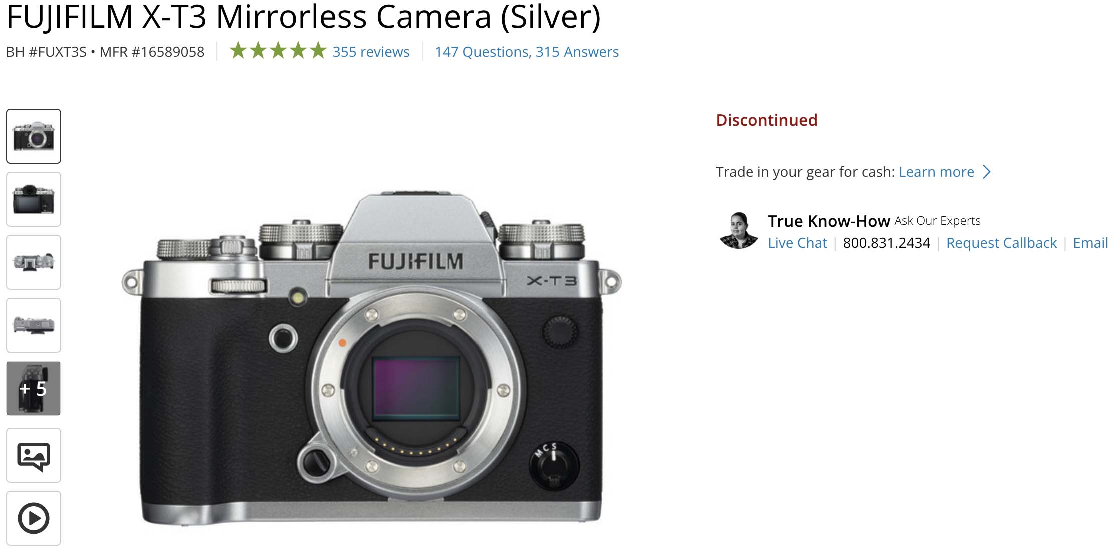 Silver Fujifilm X-T3 Marked Discontinued at B&H Photo and Low 