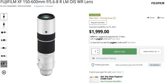 B&H Photo is Shipping The New Fujinon XF150-600mm f/5.6-8 R WR and