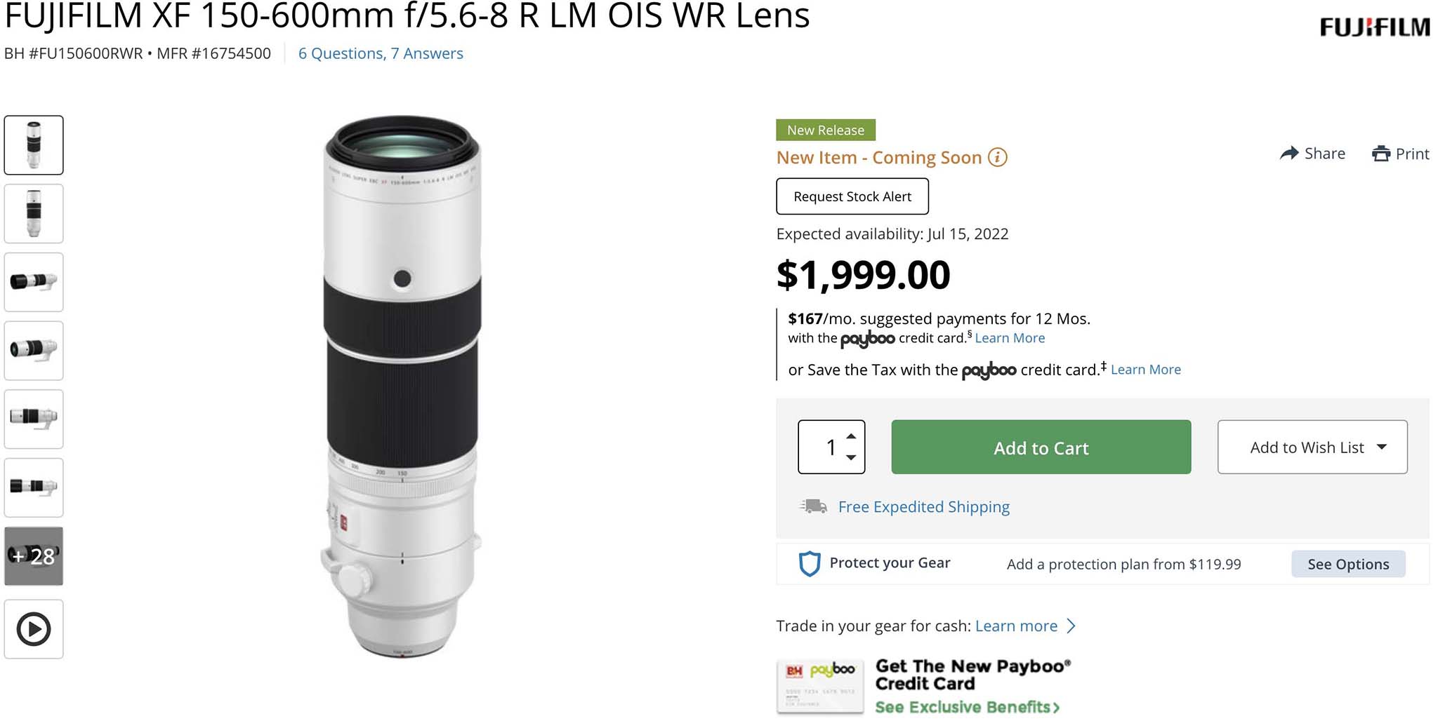 B&H Photo is Shipping The New Fujinon XF150-600mm f/5.6-8 R WR and