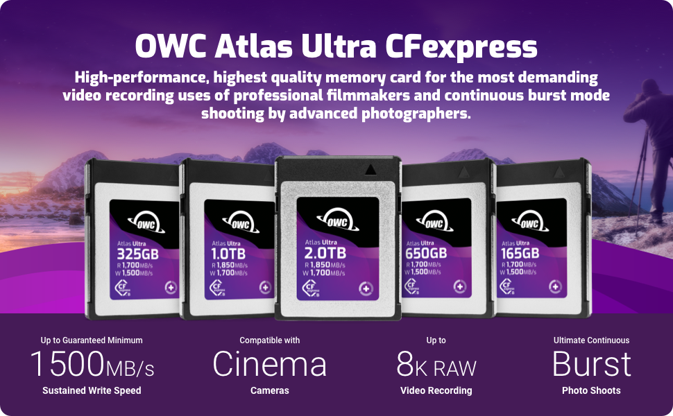 More OWC Atlas Ultra CFExpress B Cards and OWC Atlas Dual